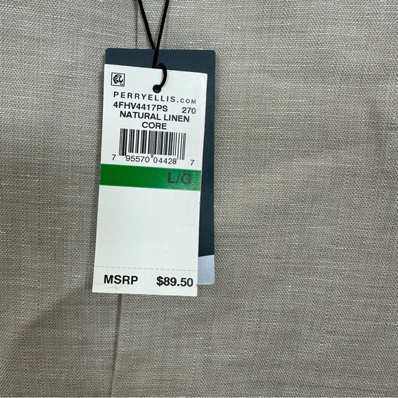 Perry Ellis Mens Vest Large Linen Blend Natural Linen Core NWT - Picture 8 of 14